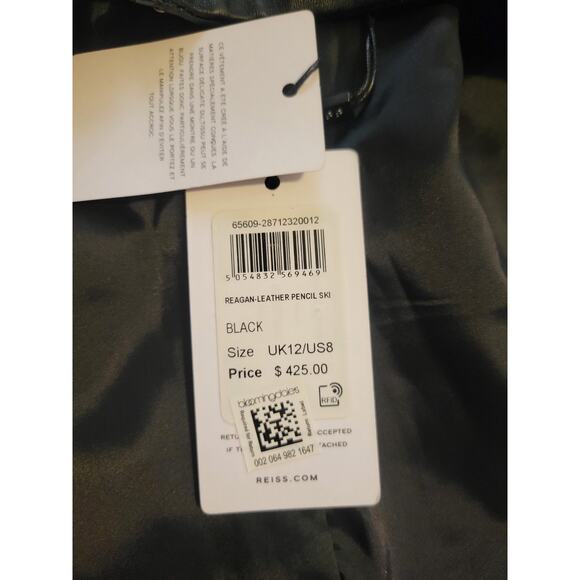 REISS REAGAN BLACK LEATHER WOMEN SKIRT SIZE US 8 / EU 12 - Picture 6 of 6